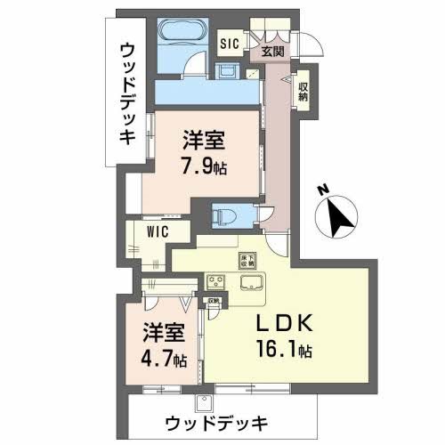 福岡市中央区笹丘のマンションの間取り