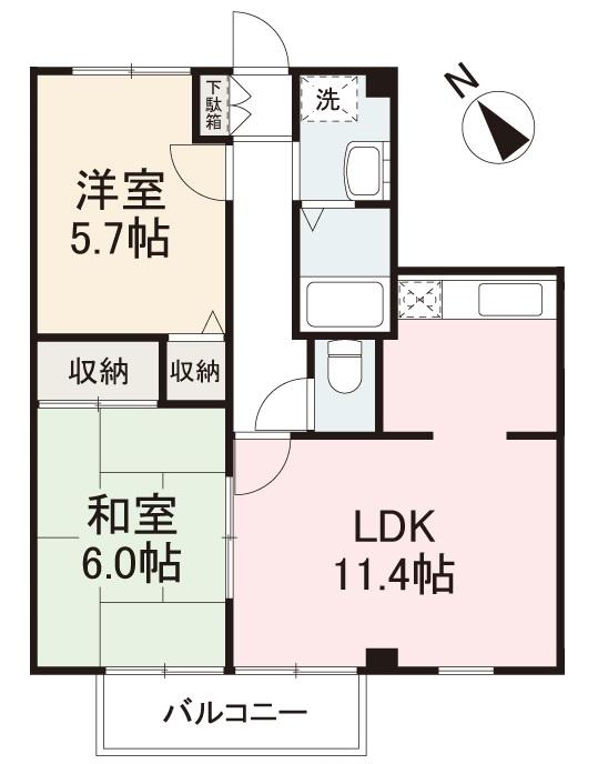 高松市由良町のアパートの間取り