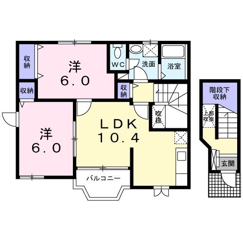 桜川市明日香のアパートの間取り