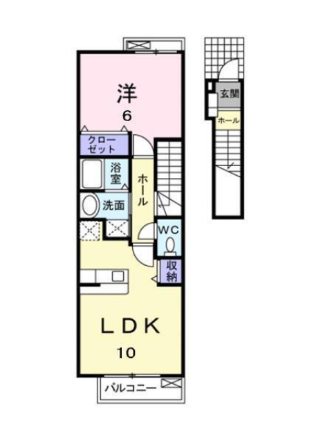 松山市石手白石のアパートの間取り