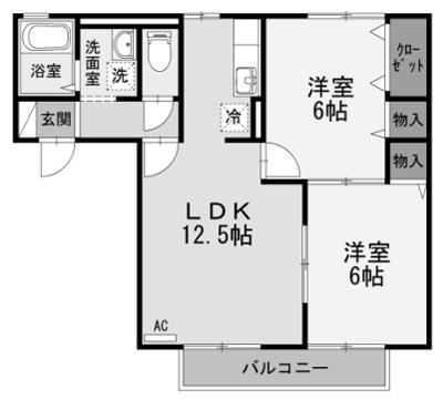 ルピナスコート　Ａ棟の間取り