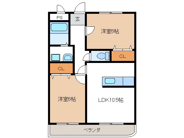 多治見市明和町のアパートの間取り