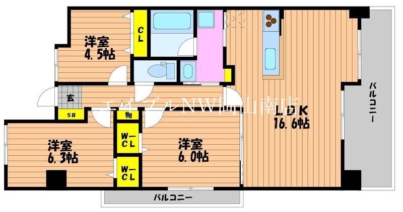 【岡山市北区今のマンションの間取り】