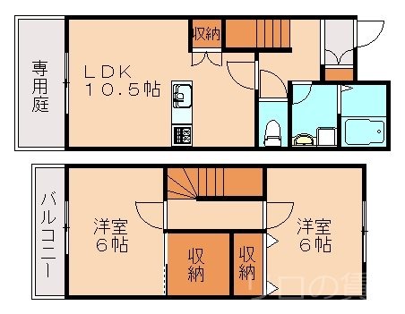 北九州市八幡西区陣山のアパートの間取り