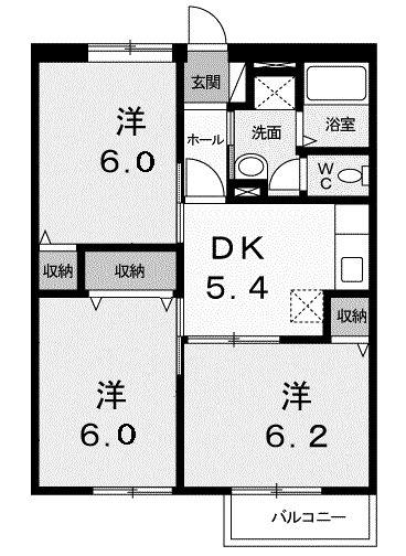 邑楽郡邑楽町大字中野のアパートの間取り