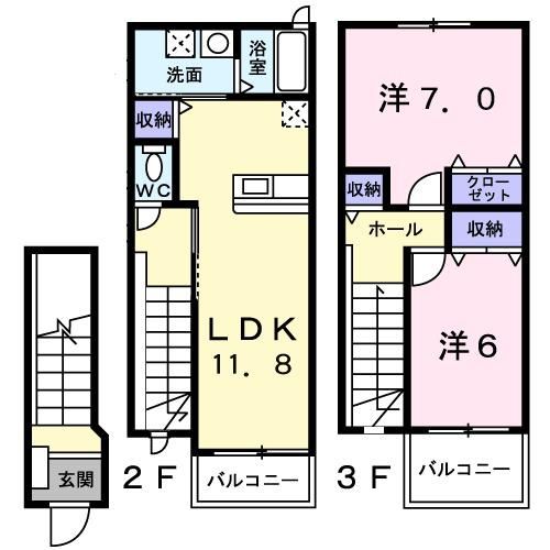 三条市須頃のアパートの間取り