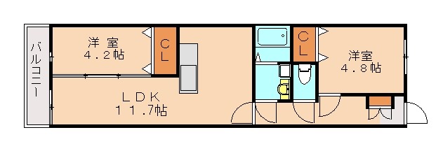 福岡市東区香椎のアパートの間取り