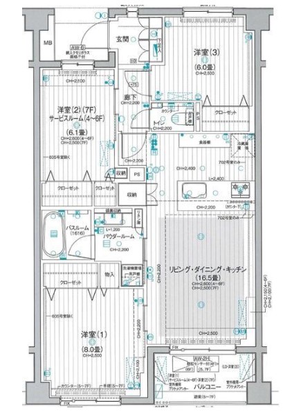 横浜市中区打越のマンションの間取り