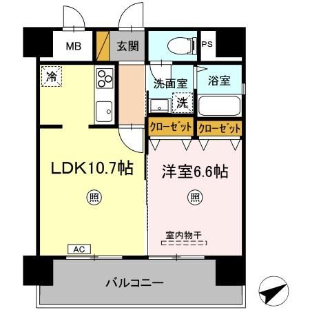 水戸市大町のマンションの間取り