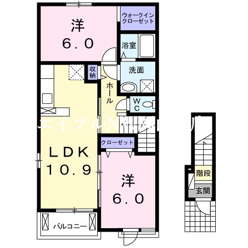 岡山市北区御津野々口のアパートの間取り