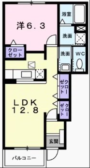 姫路市広畑区則直のアパートの間取り