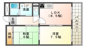 宇治市五ケ庄のマンションの間取り