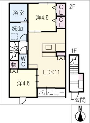 風とみどりのカシェット　北棟の間取り