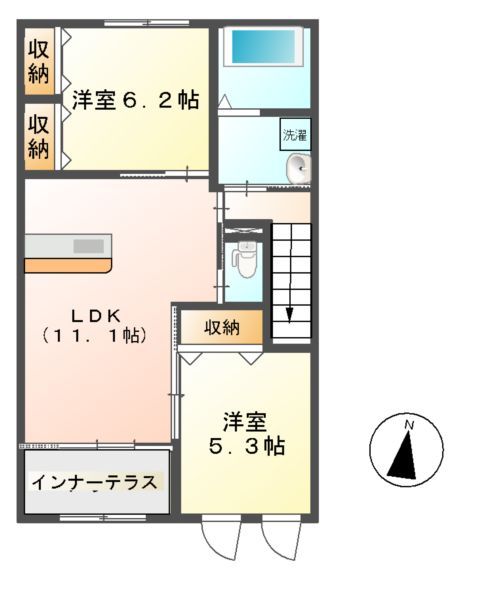 つくば市下広岡のアパートの間取り