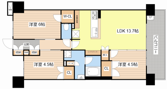 大津市皇子が丘のマンションの間取り