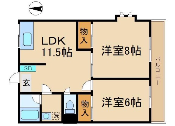小田急線 成城学園前駅 徒歩12分 2階建 築33年の間取り写真