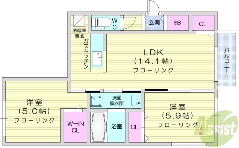 ＪＲ函館本線 琴似駅 徒歩7分 4階建 築5年の間取り写真