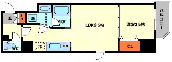 シーズンフラッツ新町の間取り写真