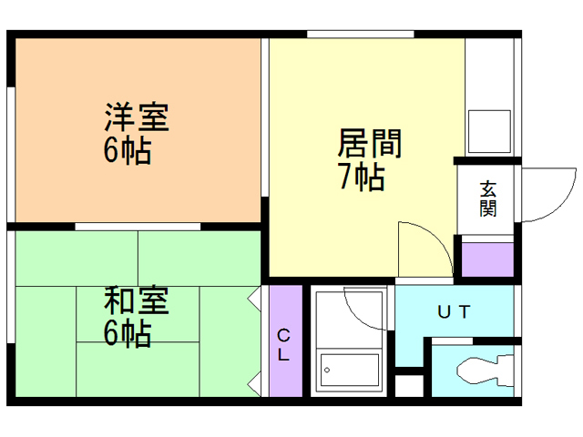 函館市湯川町のアパートの間取り