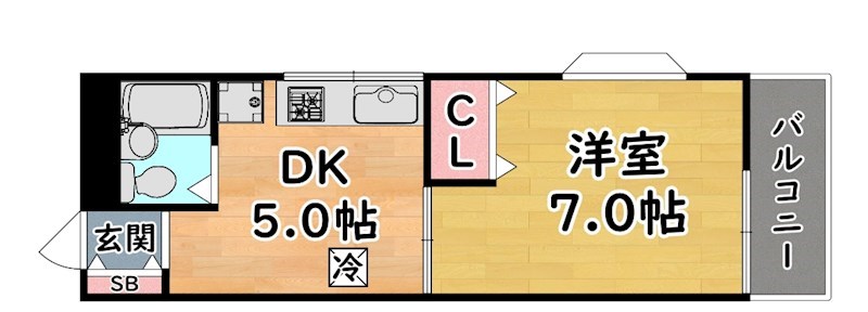 兵庫県神戸市灘区城の下通３（アパート）の賃貸物件の間取り