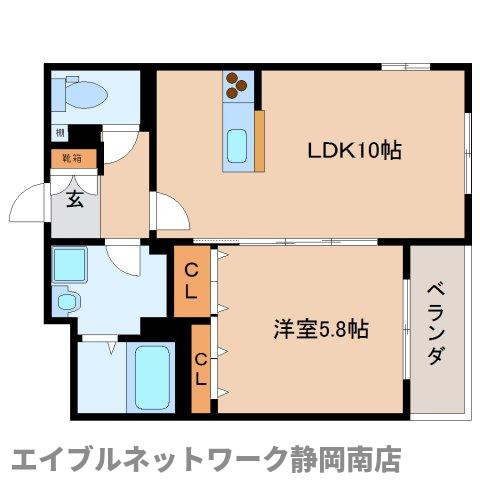 静岡市駿河区西脇のマンションの間取り