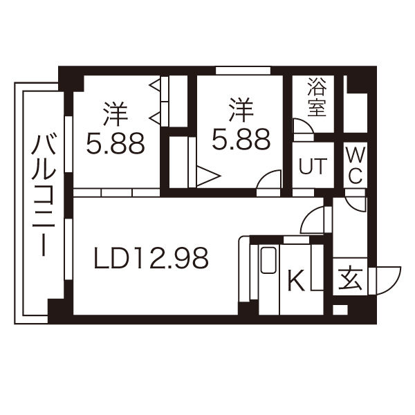 札幌市西区西野三条のマンションの間取り