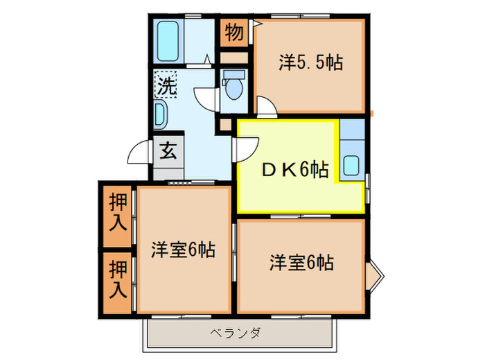 福岡県中間市東中間２（アパート）の賃貸物件の間取り