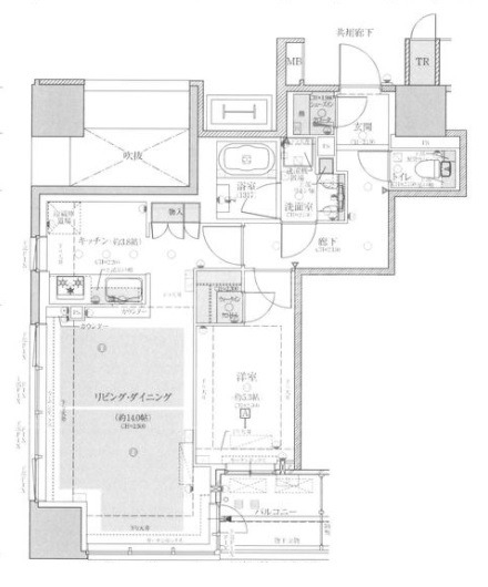 クレヴィアタワー御堂筋本町の間取り