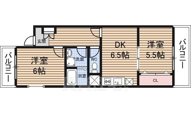 奈良市佐保台西町のマンションの間取り