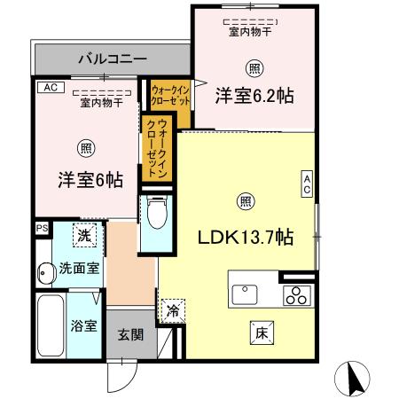 広島市安佐南区中筋のアパートの間取り