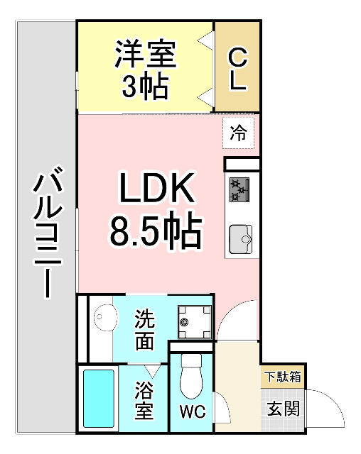 Ｐｏｌｏｎｉａ　Ｍａｔｓｕｂａｒａ　Ｂ棟の間取り