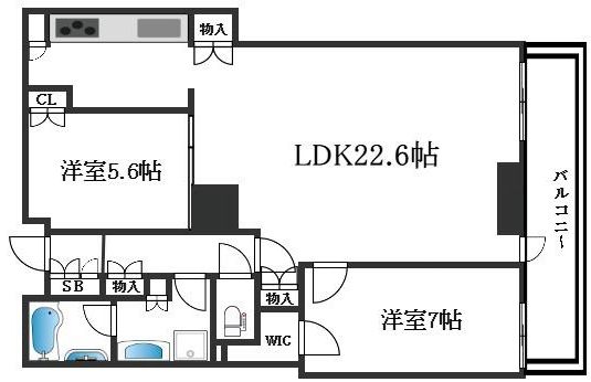 阿波座ライズタワーズフラッグ４６の間取り