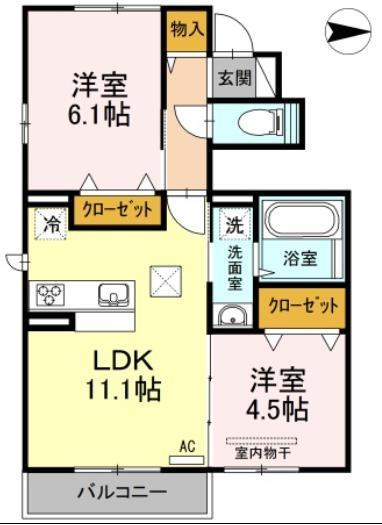 広島市佐伯区城山のアパートの間取り