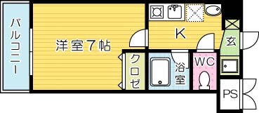 吉野町ワンルームマンションの間取り