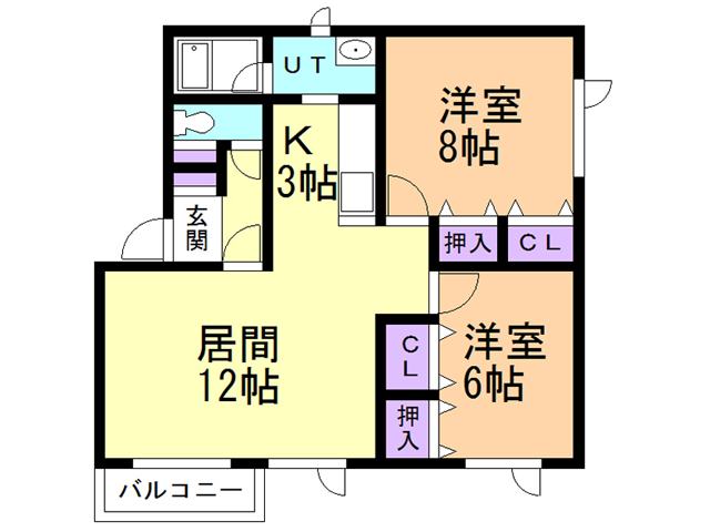 苫小牧市明野元町のアパートの間取り