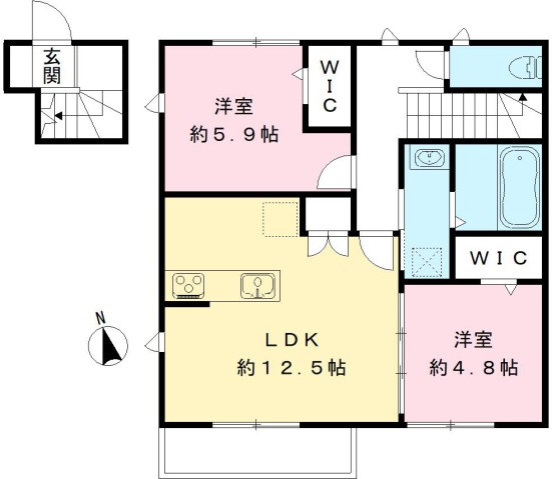 広島市佐伯区五日市町大字美鈴園のアパートの間取り