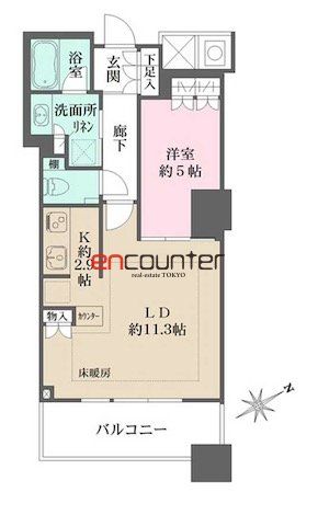 新宿区西新宿のマンションの間取り