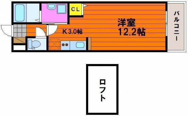 岡山市北区岩田町のマンションの間取り