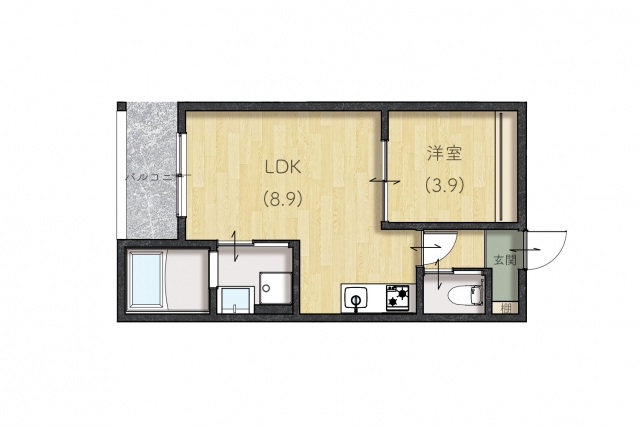 廿日市市須賀のアパートの間取り