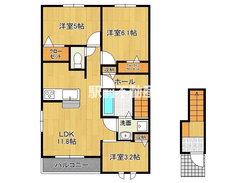 朝倉市柿原のアパートの間取り