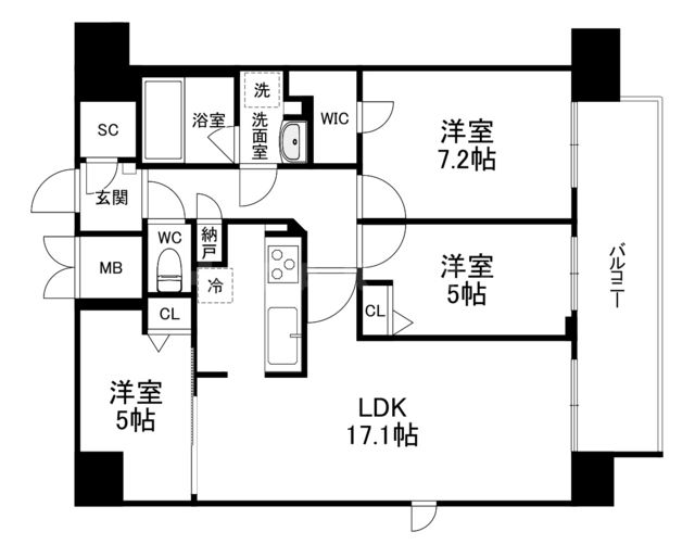 大阪市浪速区戎本町のマンションの間取り