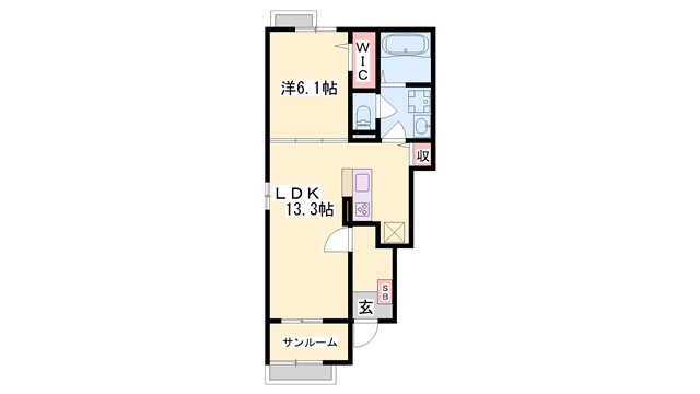 メゾングレーヌ東出Aの間取り