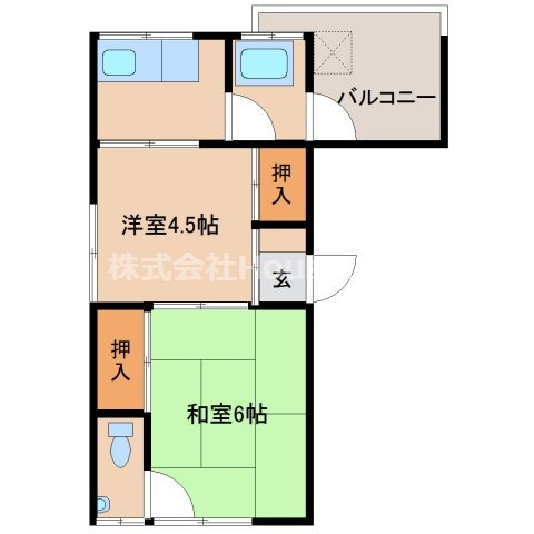 和歌山市中之島のアパートの間取り