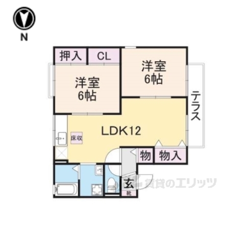 【彦根市野田山町のアパートの間取り】