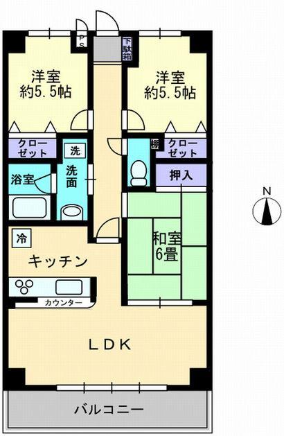 高松市元山町のマンションの間取り