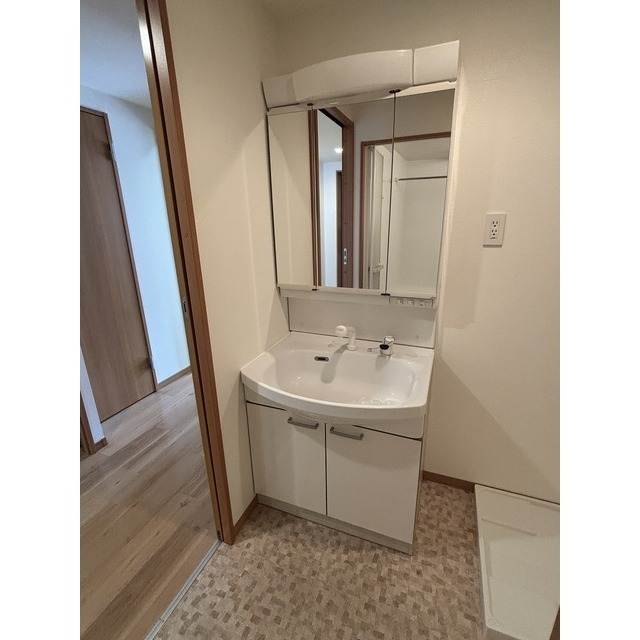 洗面設備　三面鏡洗面化粧台・室内洗濯機置　※イメージ