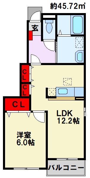 遠賀郡岡垣町野間南のアパートの間取り