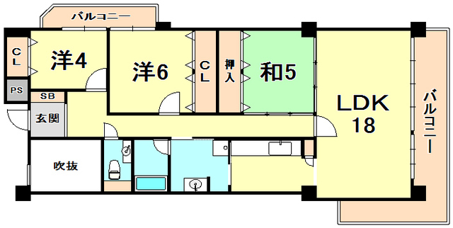 【西宮市大谷町のマンションの間取り】