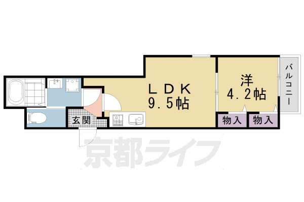 【京都市左京区高野玉岡町のアパートの間取り】