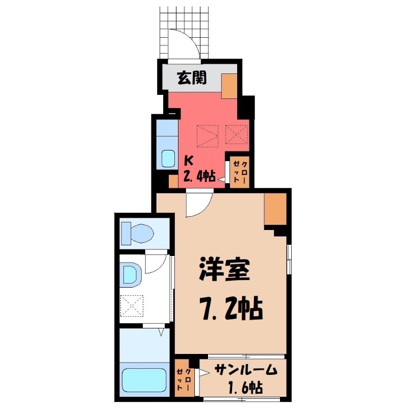 【小山市西城南のアパートの間取り】